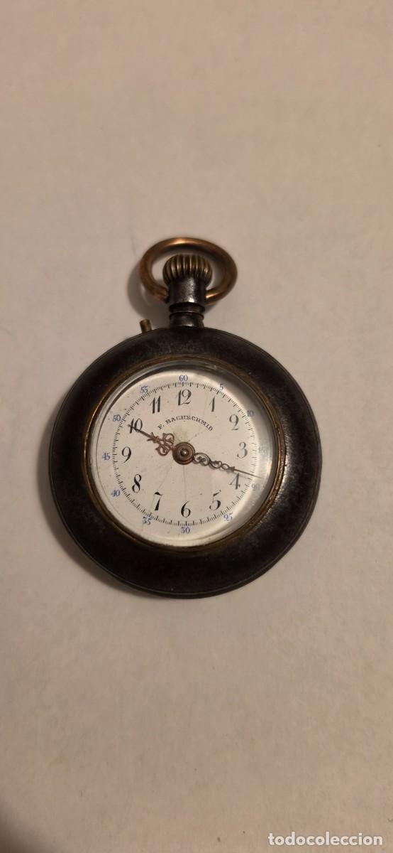 Relojes de bolsillo: Precioso reloj bolsillo hierro pavonado Bachschmid suizo