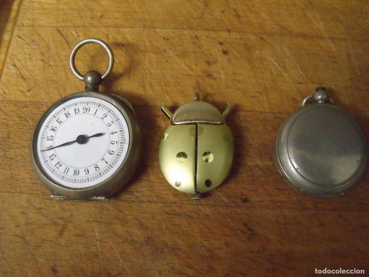 Relojes de bolsillo: 1 cronometro antiguo-1 reloj colgar suizo-1 portamonedas-lote 259-101