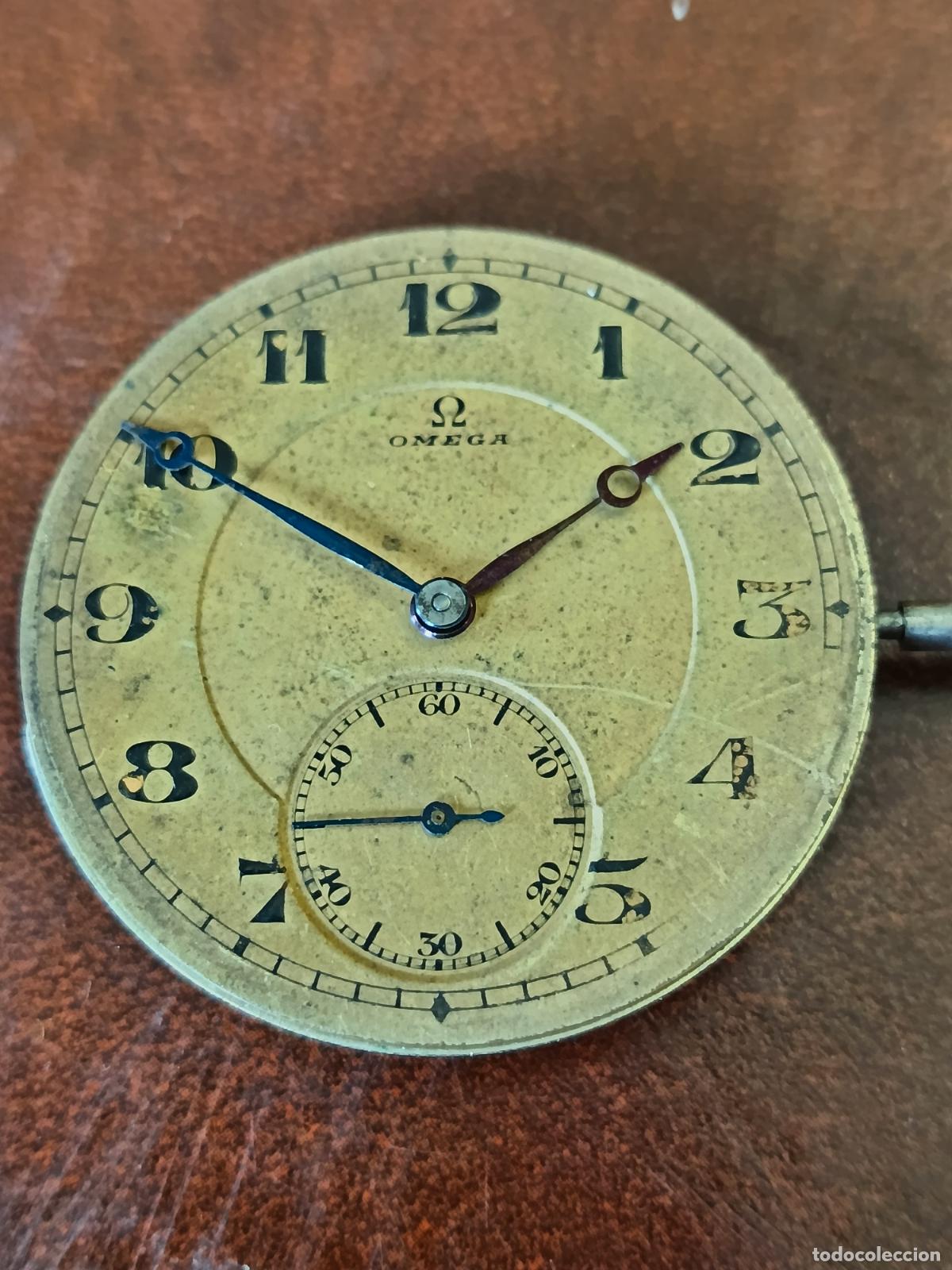 Relojes de bolsillo: ANTIGUA MAQUINARIA, ESFERA Y TIJA DE RELOJ OMEGA. N&deg; 4771987, NO COGE CUERDA. BUEN ESTADO