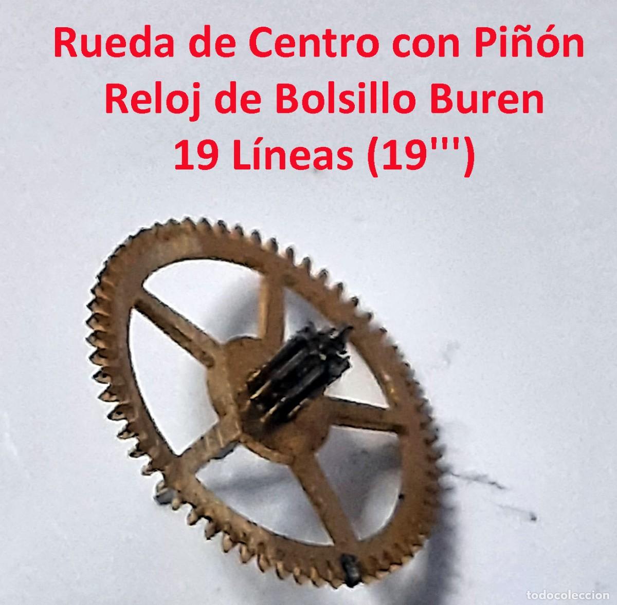 Orologi da taschino: Rueda de Centro con Pi&ntilde;&oacute;n - Reloj de Bolsillo Buren 19 L&iacute;neas (19''') - X
