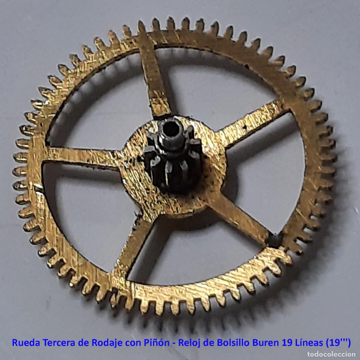 Orologi da taschino: Rueda Tercera de Rodaje con Pi&ntilde;&oacute;n - Reloj de Bolsillo Buren 19 L&iacute;neas (19''') - X