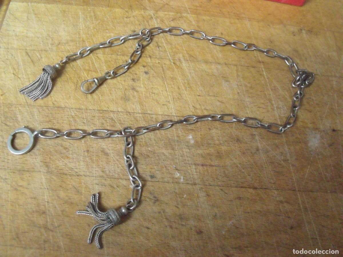 Relojes de bolsillo: ANTIGUA LEONTINA EN ACERO CON ADORNOS EN PLATA-A&Ntilde;O 1900-LOTE 259-101