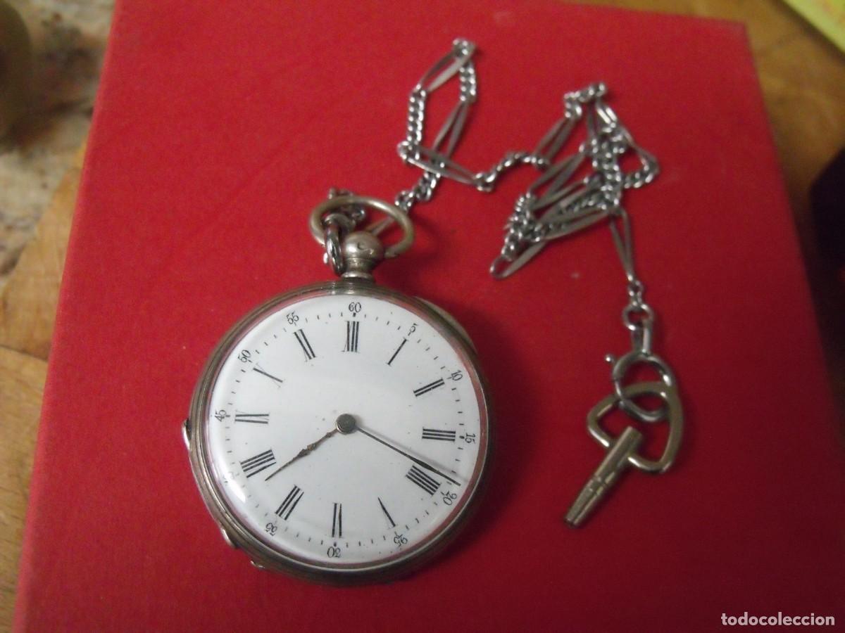 Relojes de bolsillo: ANTIGUO RELOJ BOLSILLO PLATA PUNZONASA-A&Ntilde;O 1870-LEONTINA EPOCA-LOTE 259-101-FUNCIONA