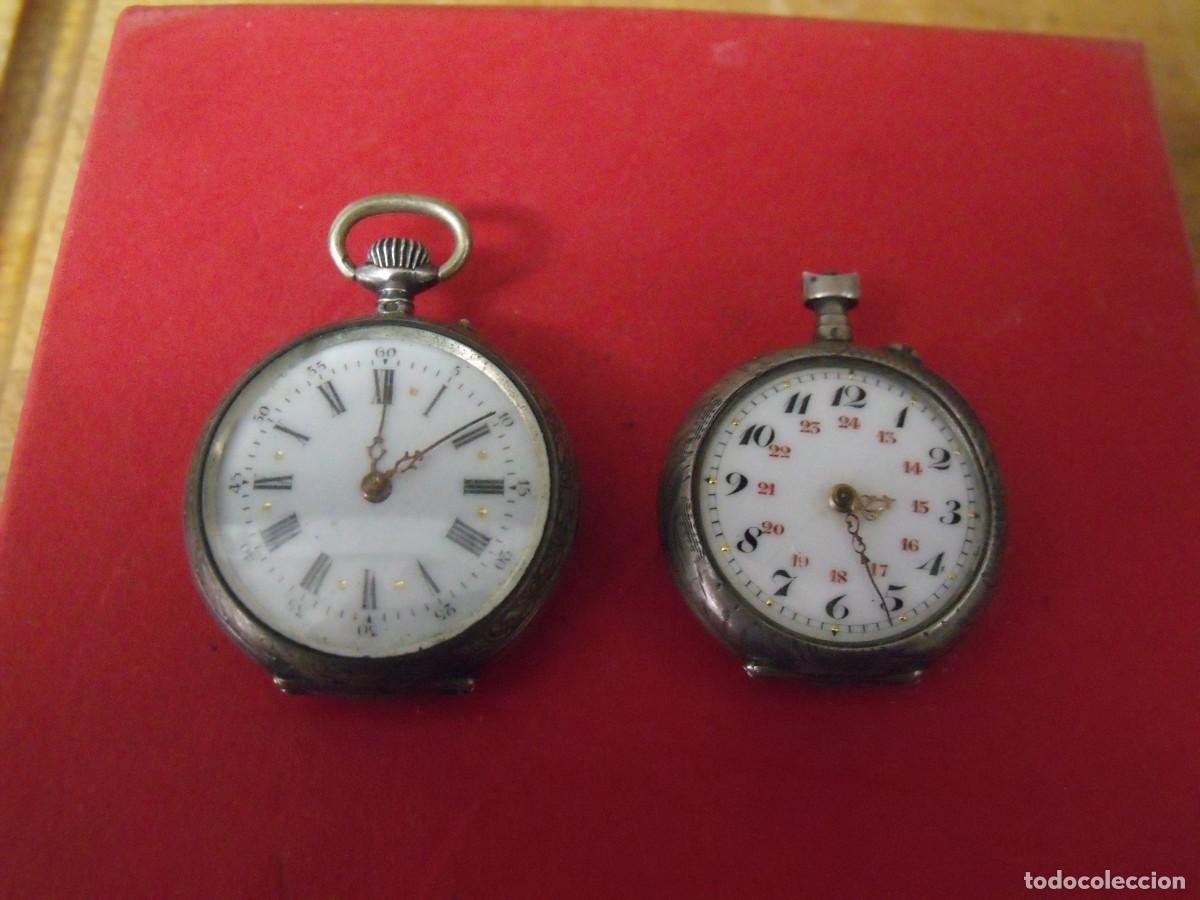 Relojes de bolsillo: 2 RELOJES BOLSILLO ANTIGUOS EN PLATA PUNZONADA-A&Ntilde;O 1900-LOTE 259-101