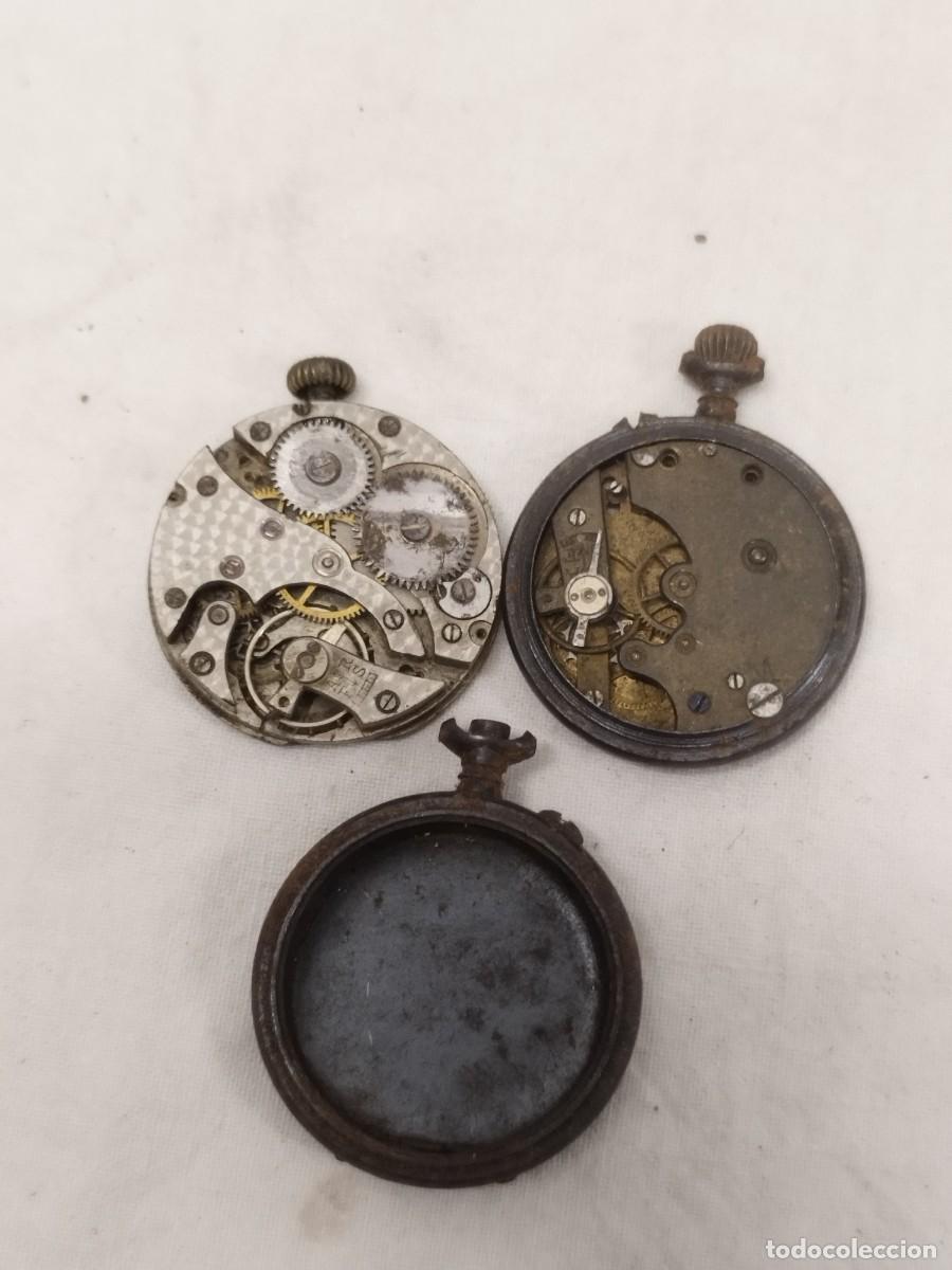Relojes de bolsillo: Lote de 2 Maquinarias de Reloj de Bolsillo Suizo Antiguo y Caja para Piezas o Restauraci&oacute;n, practica