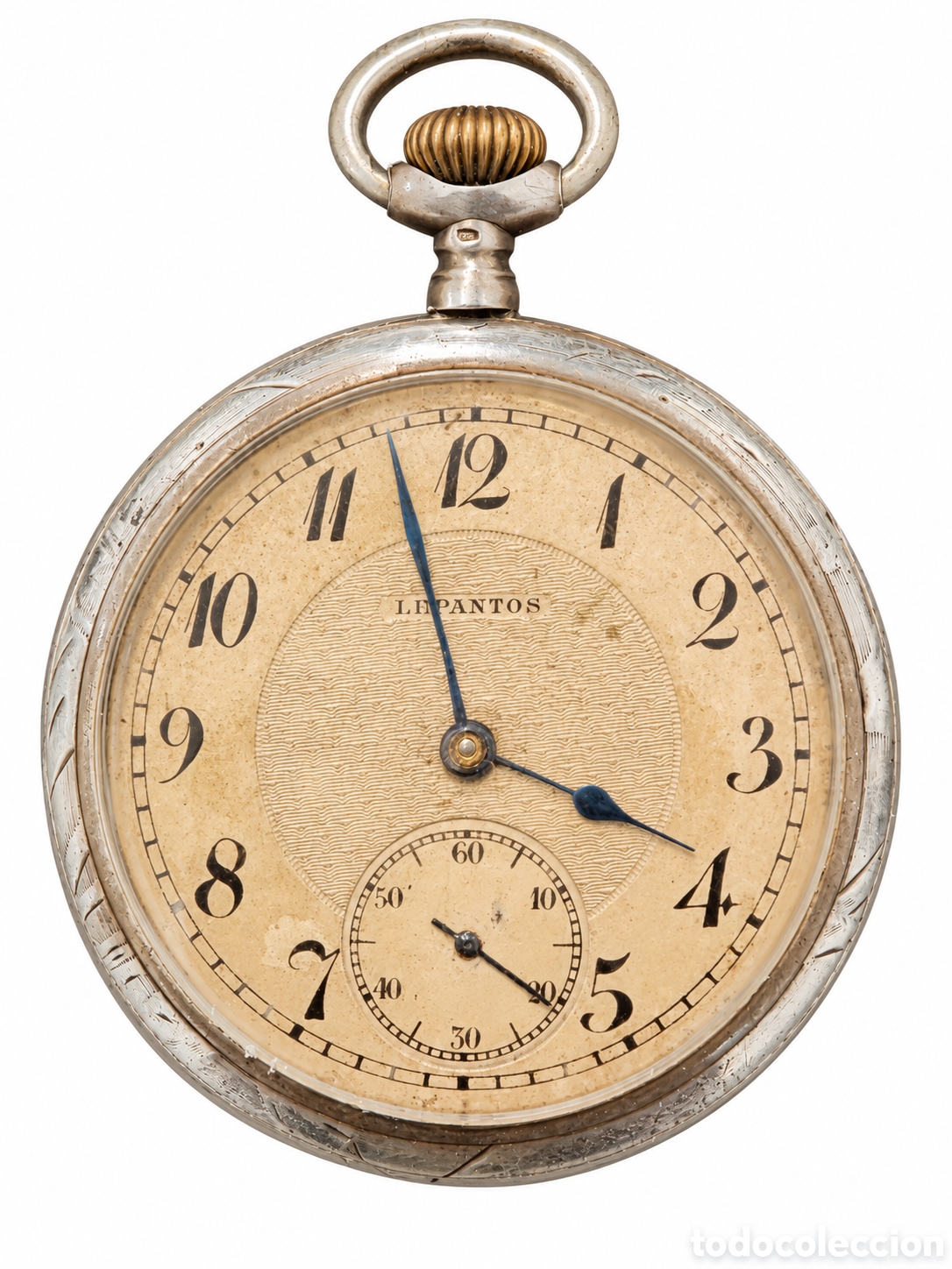 Relojes de bolsillo: reloj de bolsillo antiguo de plata &ndash; grabado floral art nouveau lepantos