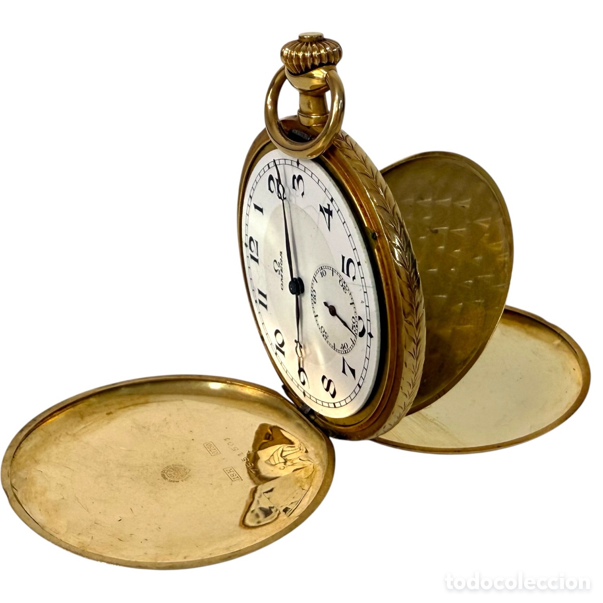 Relojes de bolsillo: OMEGA. Reloj Omega Savonnette de oro 18k antiguo