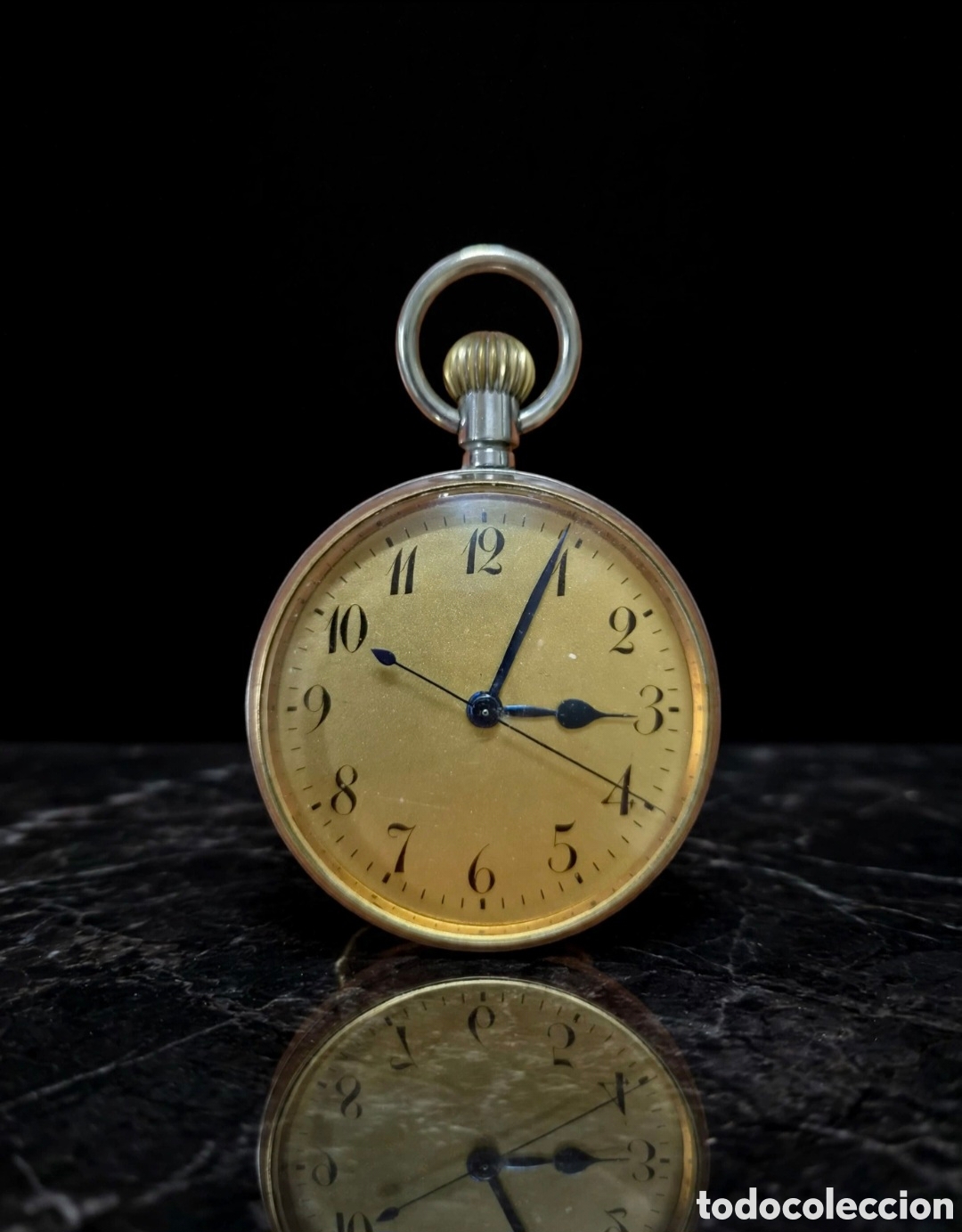 Relojes de bolsillo: Reloj de bolsillo goliath de 147 gr esfera dorada con segundero central 58 mm sin corona