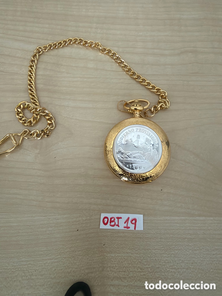 Relojes de bolsillo: Reloj de bolsillo ba&ntilde;ado en oro
