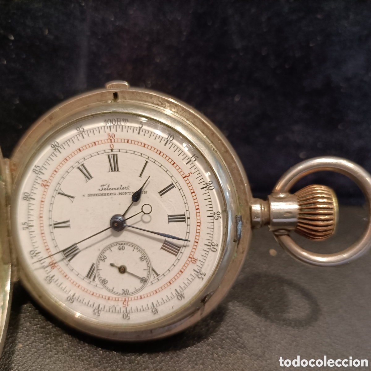 Relojes de bolsillo: Reloj de bolsillo de carga manual de la marca V EHRENBERG-MONTANDON, plata. telemeterl.