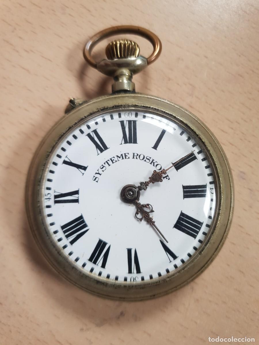 Relojes de bolsillo: Reloj de bolsillo roskopf patent 1 arranca y se para