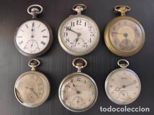Relojes de bolsillo: Lote de seis relojes de bolsillo antiguos de las marcas: 'CYMA', 'REGULATEUR UNIVERSAL', 'ROAMER'