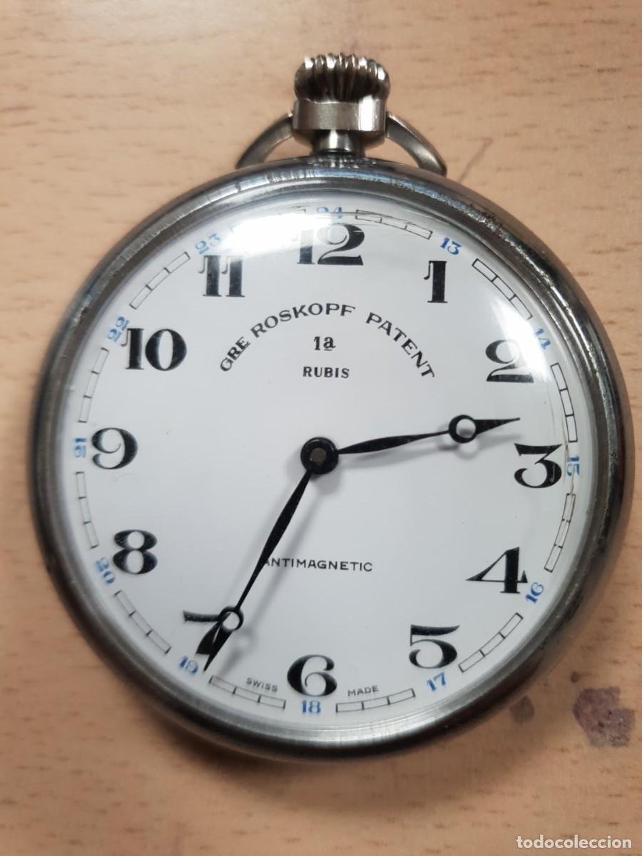 Relojes de bolsillo: Reloj de bolsillo gre roskopf patent antimagnetic funcionando