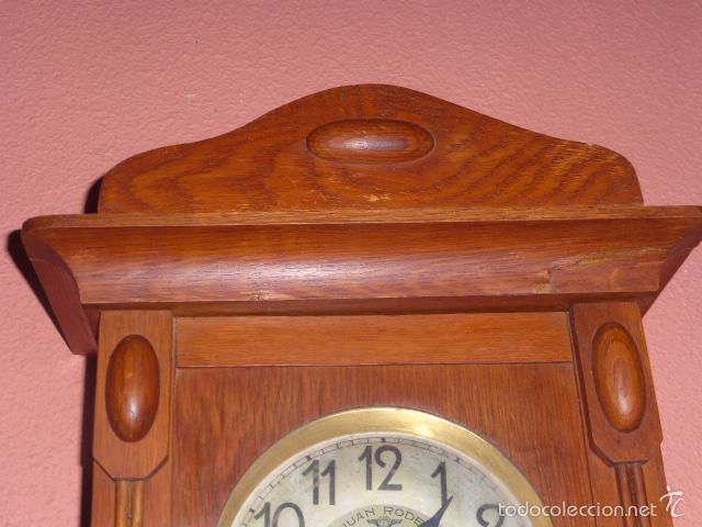 Relojes de pared: ANTIGUO RELOJ DE PARED DE MADERA DE ROBLE - Foto 4