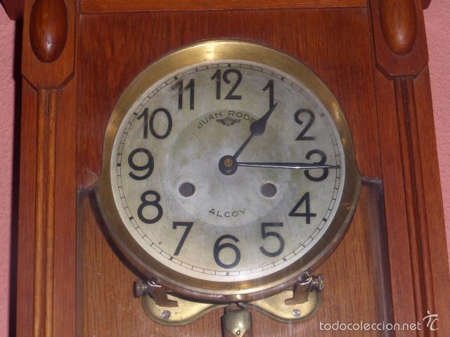 Relojes de pared: ANTIGUO RELOJ DE PARED DE MADERA DE ROBLE - Foto 7