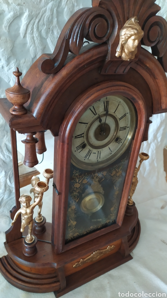 Relojes de pared: Antiguo reloj de pared New Haven Clock - Foto 3