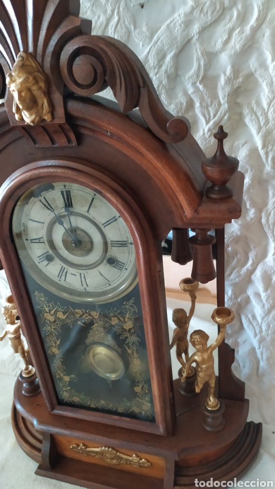 Relojes de pared: Antiguo reloj de pared New Haven Clock - Foto 4