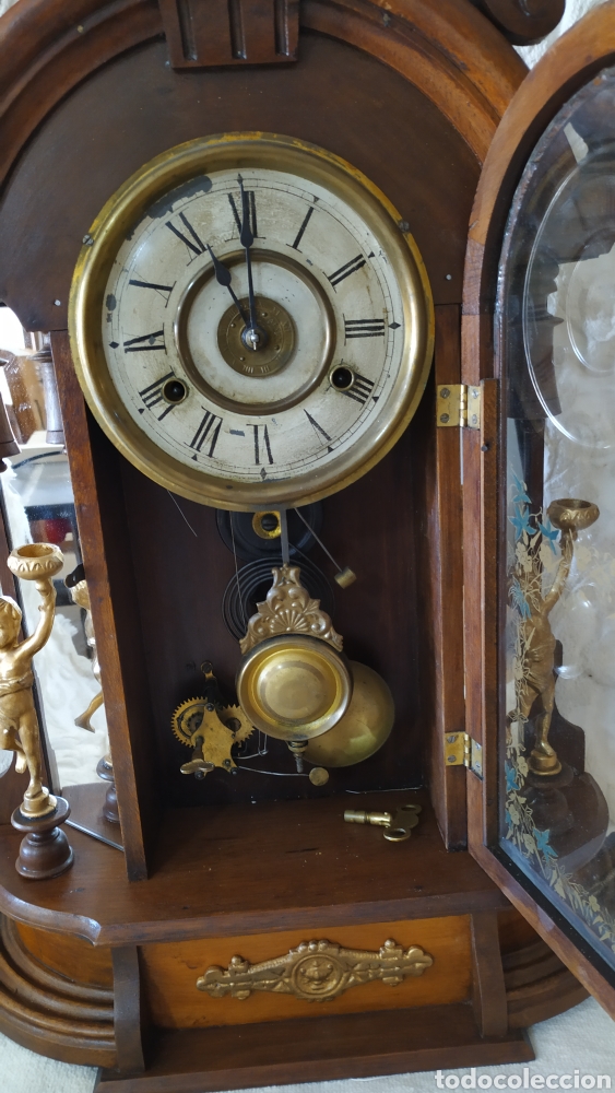 Relojes de pared: Antiguo reloj de pared New Haven Clock - Foto 5