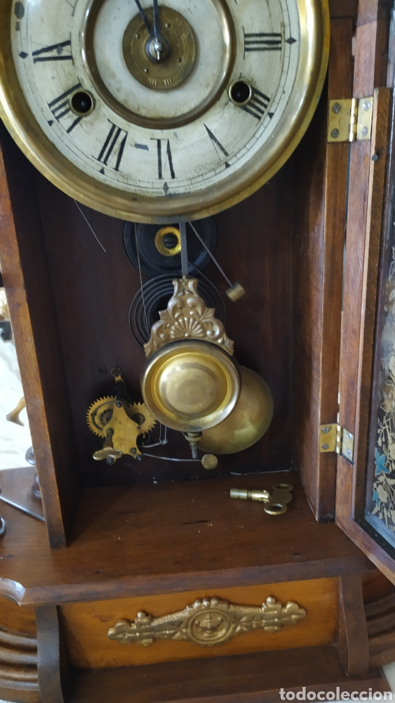 Relojes de pared: Antiguo reloj de pared New Haven Clock - Foto 6