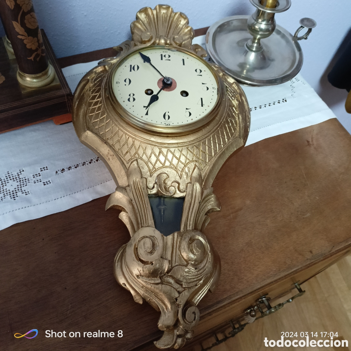 Relojes de pared: ANTIGUO RELOJ CARTEL- CON PENDULO Y LLAVE - - Foto 2