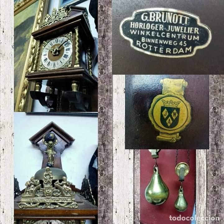 Rel&oacute;gios de parede: RELOJ de PARED ..NU ELK SYNCK ..G.Brunott..Rotterdam...1 pesa grande y 1 peque&ntilde;a ..18 / 20 HORAS