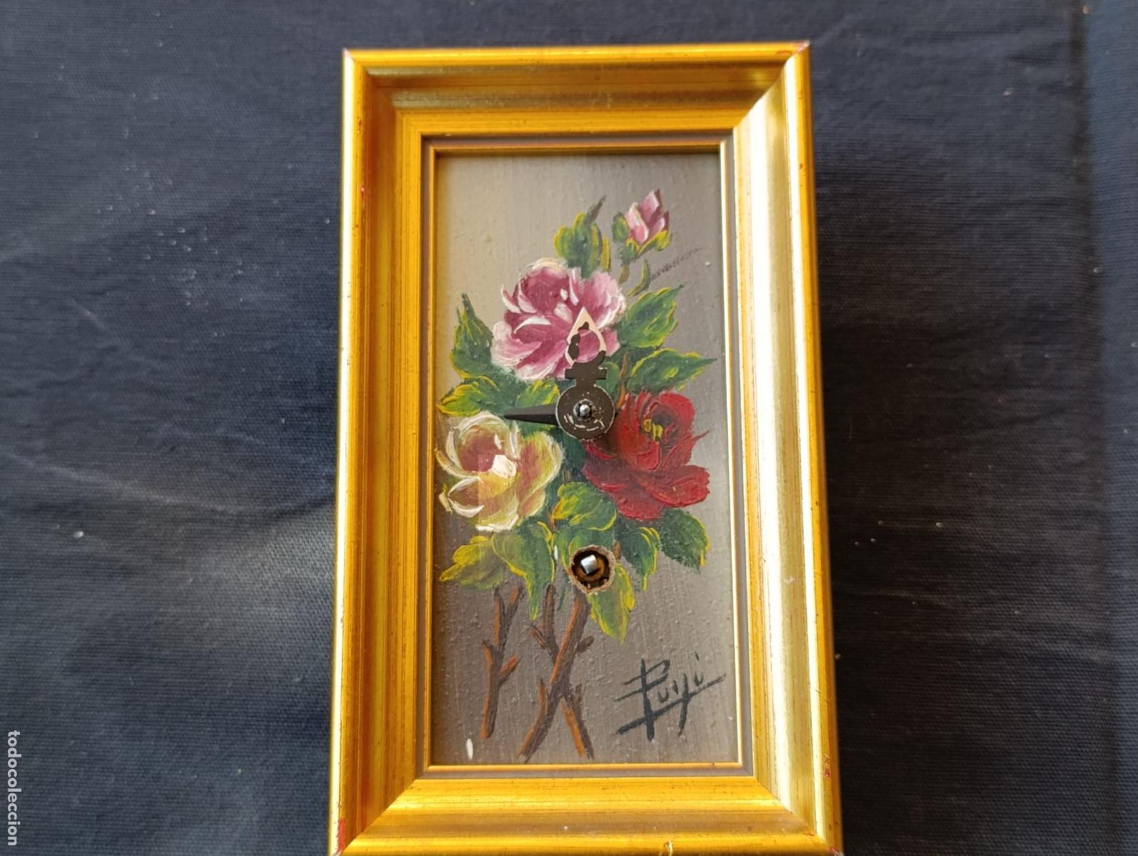 Relojes de pared: CUADRO FLORES CON RELOJ,GERMANY PARA REPASAR. - Foto 1
