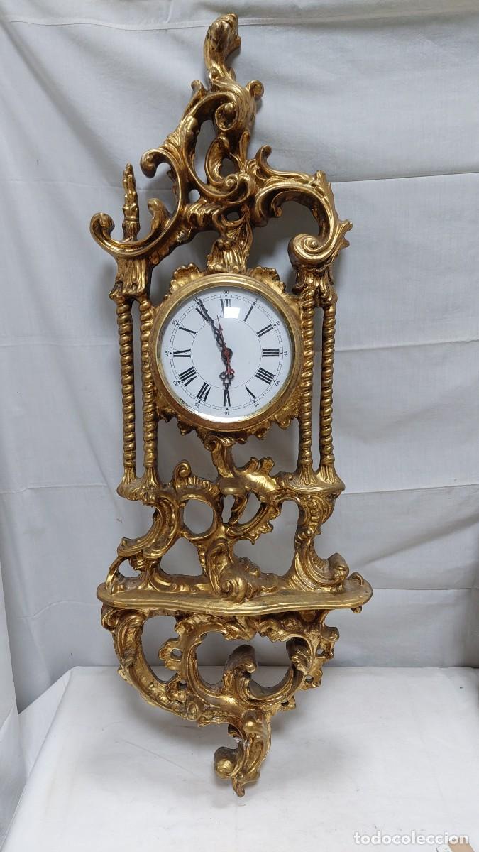 Relojes de pared: Reloj de pared de cornucopia madera y estuco dorado - Foto 1
