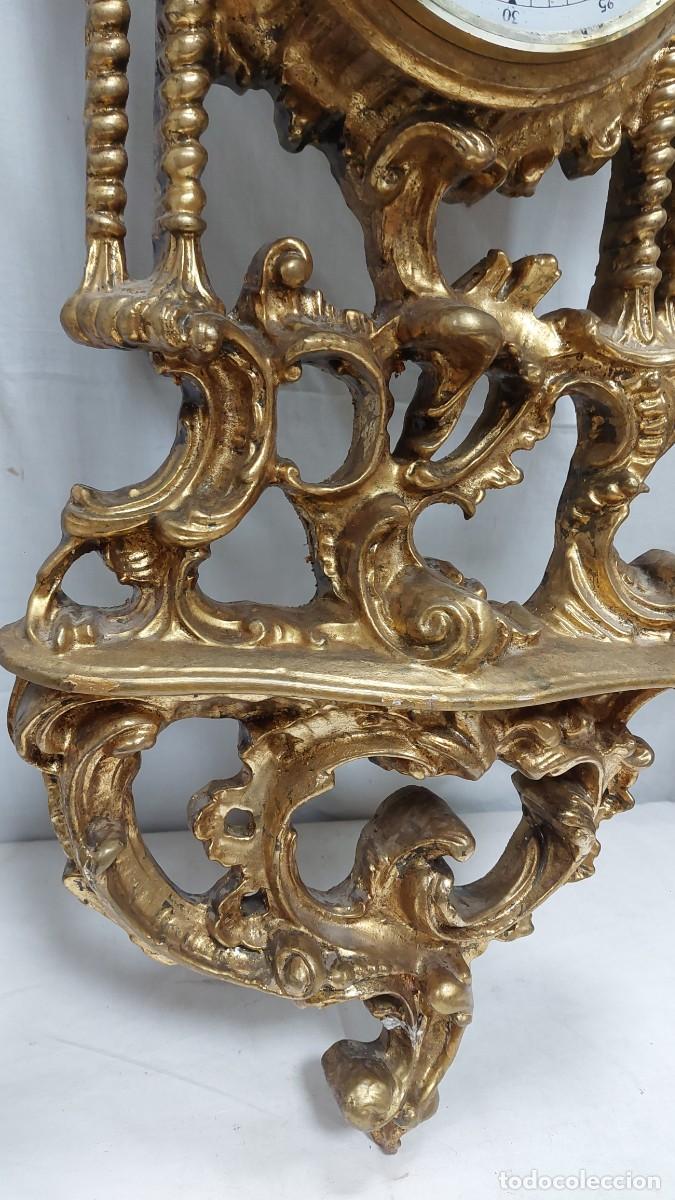 Relojes de pared: Reloj de pared de cornucopia madera y estuco dorado - Foto 4