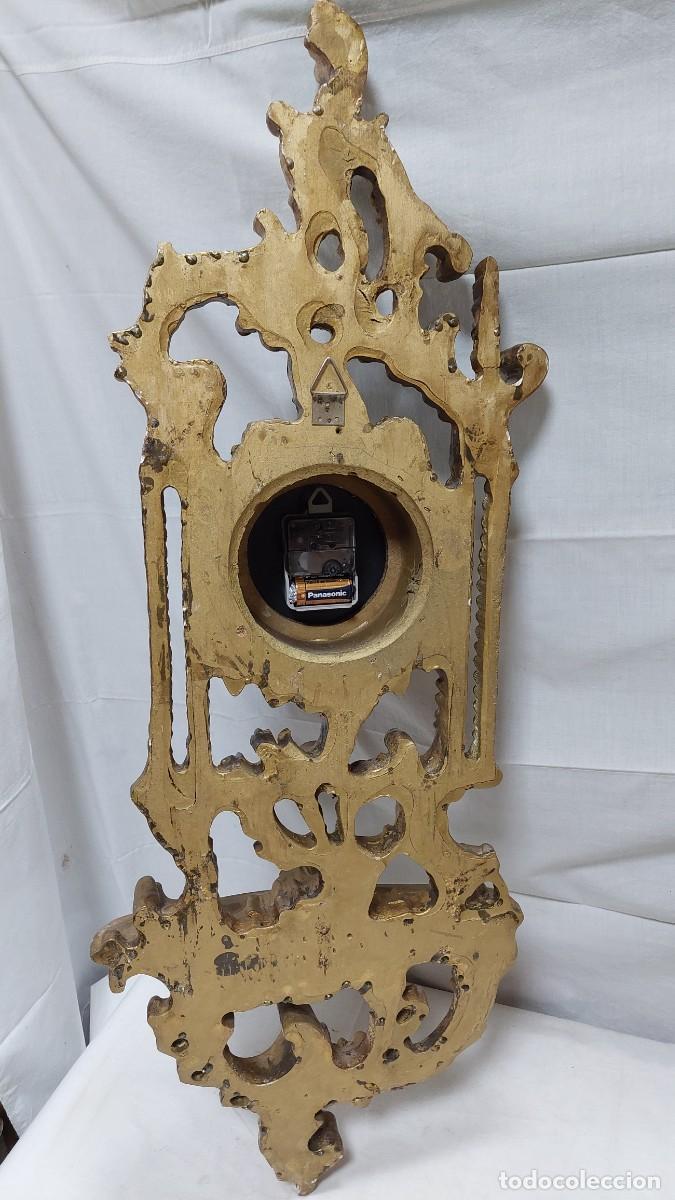 Relojes de pared: Reloj de pared de cornucopia madera y estuco dorado - Foto 6