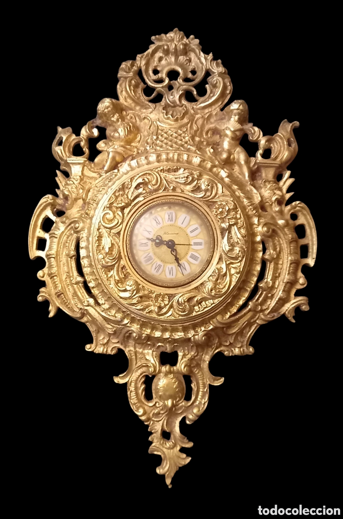 Relojes de pared: Antiguo reloj de pared &rdquo;Blessing&rdquo; West Germany placa de bronce - Foto 1