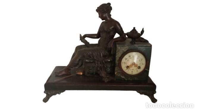 Horloges murales: RELOJ ART NOVEAU EN MARMOL Y BRONCE.