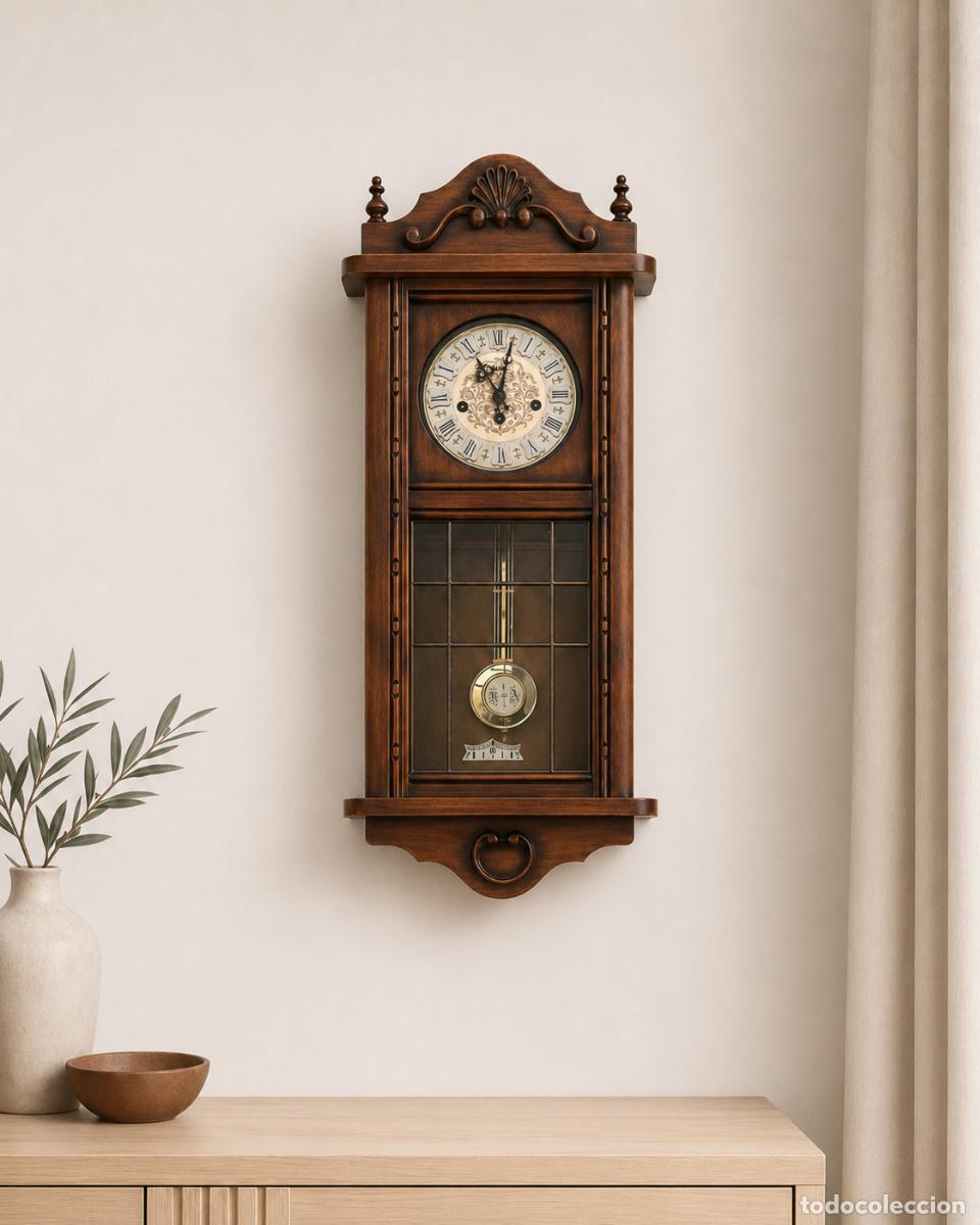 Relojes de pared: Reloj mec&aacute;nico de pared con soner&iacute;a carrill&oacute;n &ndash; caja de madera