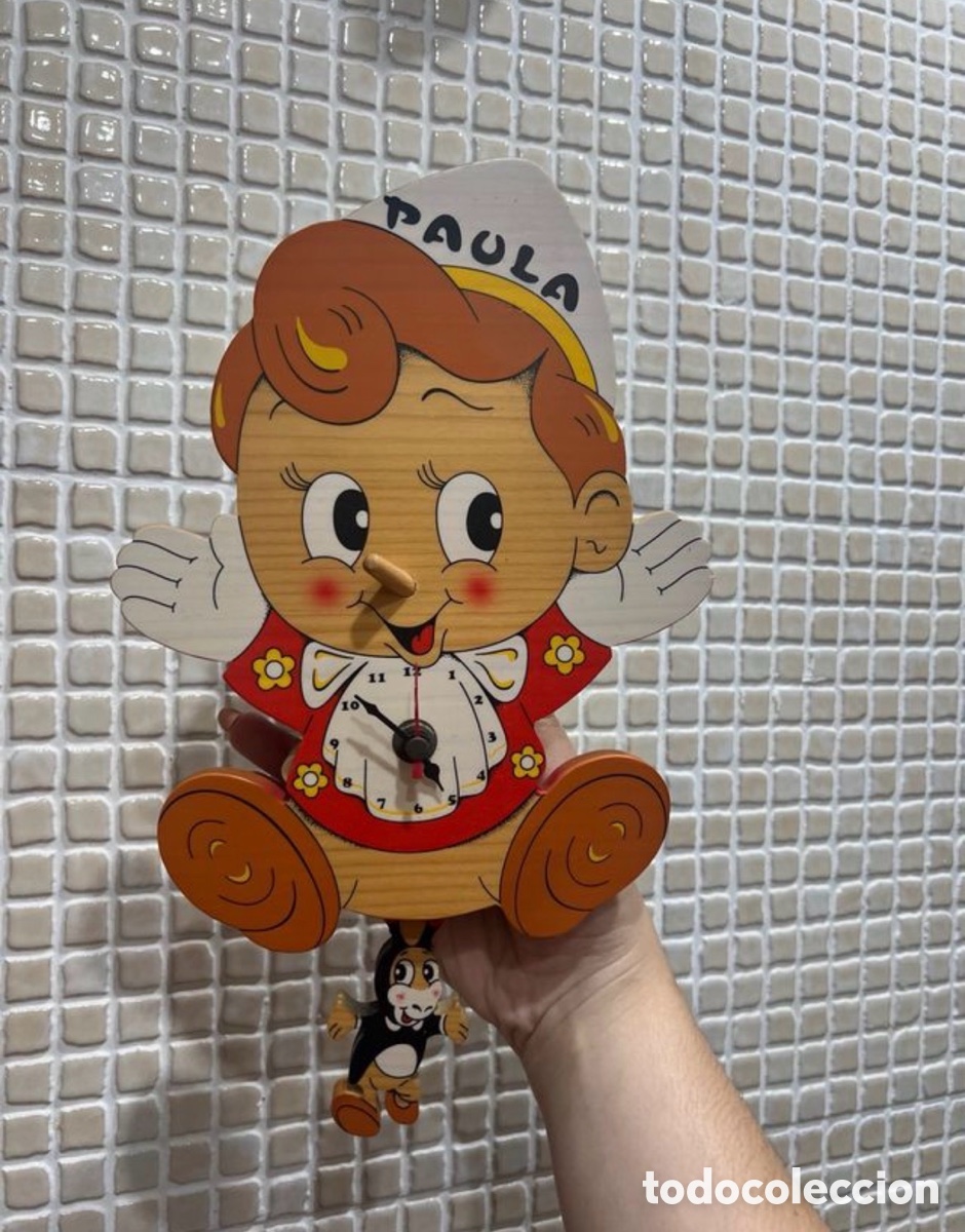 Relojes de pared: Reloj infantil Bartolucci Pinocho madera p&eacute;ndulo decorativo vintage