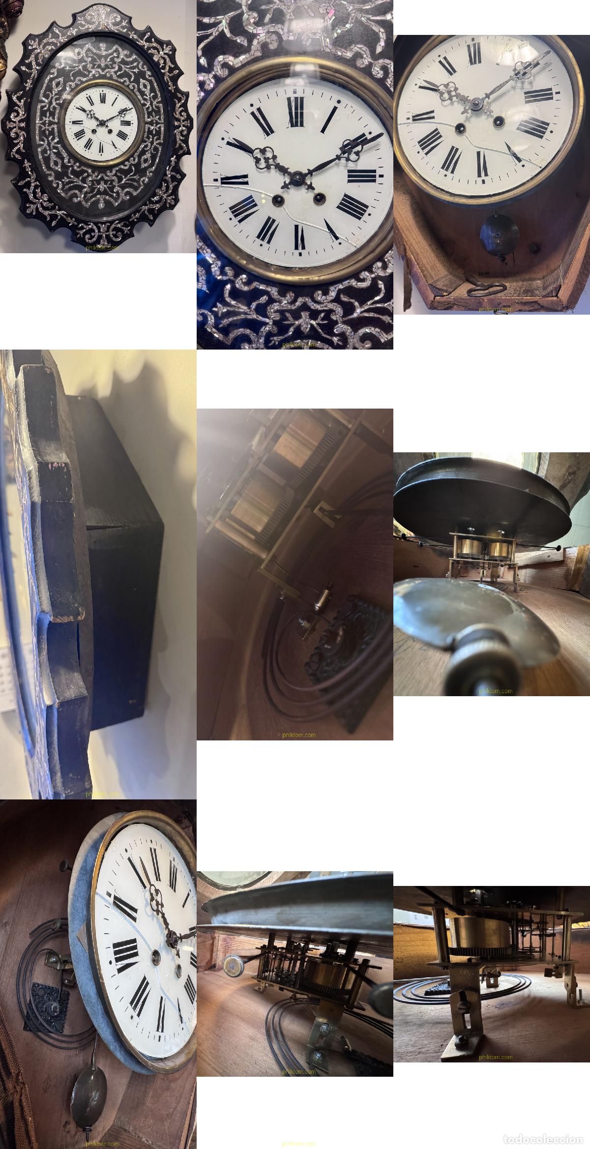 Relojes de pared: RELOJ DE PARED ISABELINO OJO DE BUEY M&Aacute;RMOL, PORCELANA, MADERA Y N&Aacute;CAR