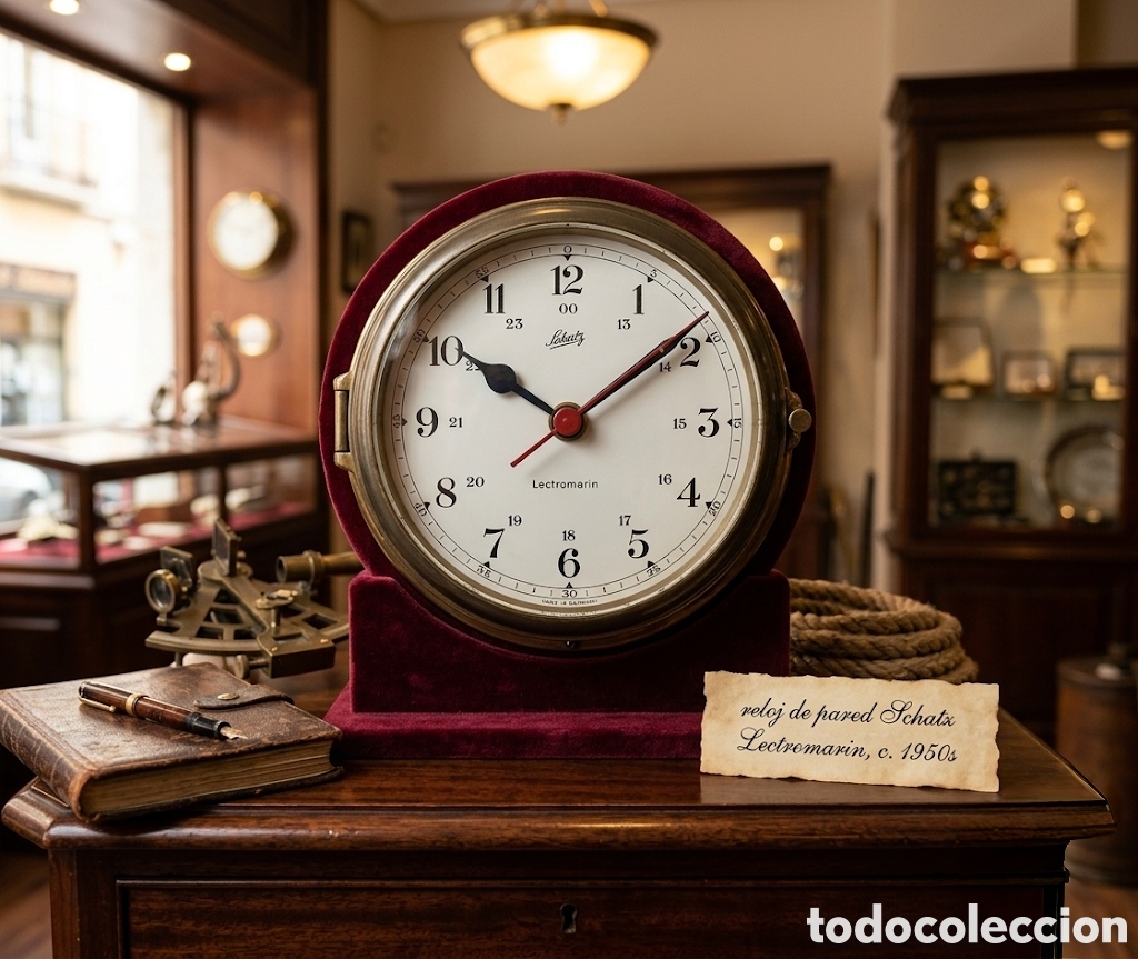 Relojes de pared: Reloj marino Schatz Lectromarin vintage de la d&eacute;cada de 1950, fabricado en Alemania Occidental