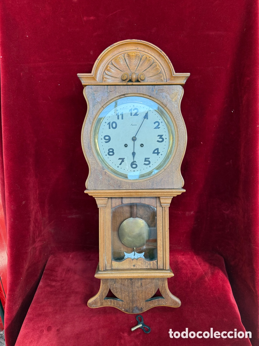 Relojes de pared: Precioso reloj antiguo de cuerda,de 12 dias,funcionando!