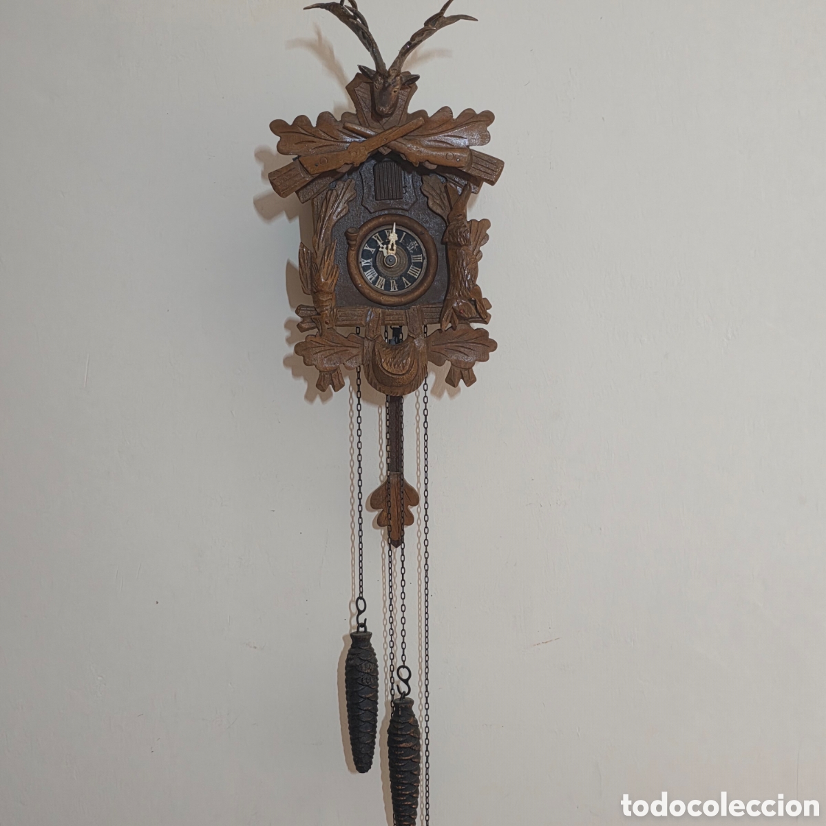 Wanduhren: Antiguo Reloj de Cuco de Cazador - Maquinaria REGULA (West Germany) - Para restaurar / revisar
