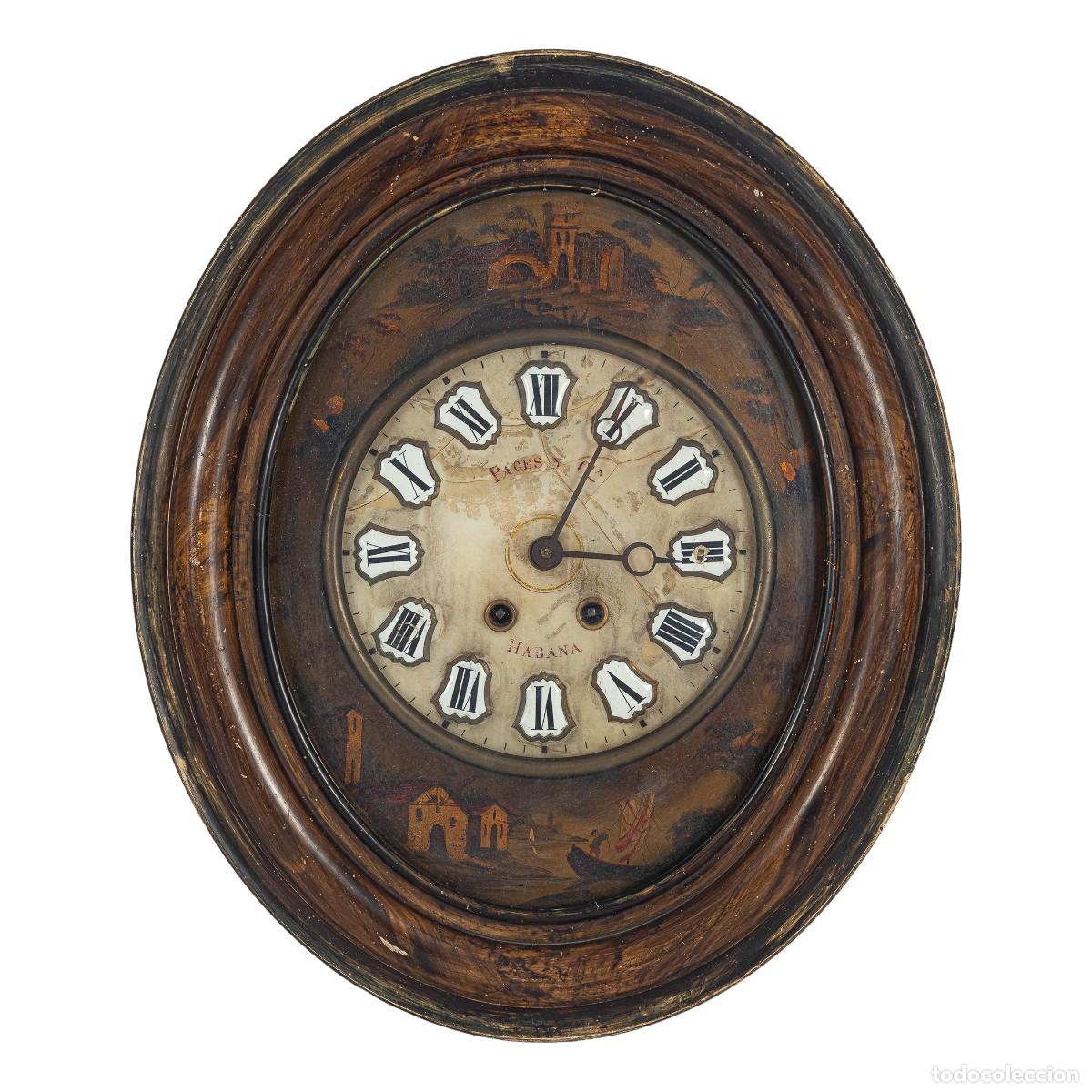 Orologi da parete: Reloj Isabelino en madera y alasbastro del s.XIX.