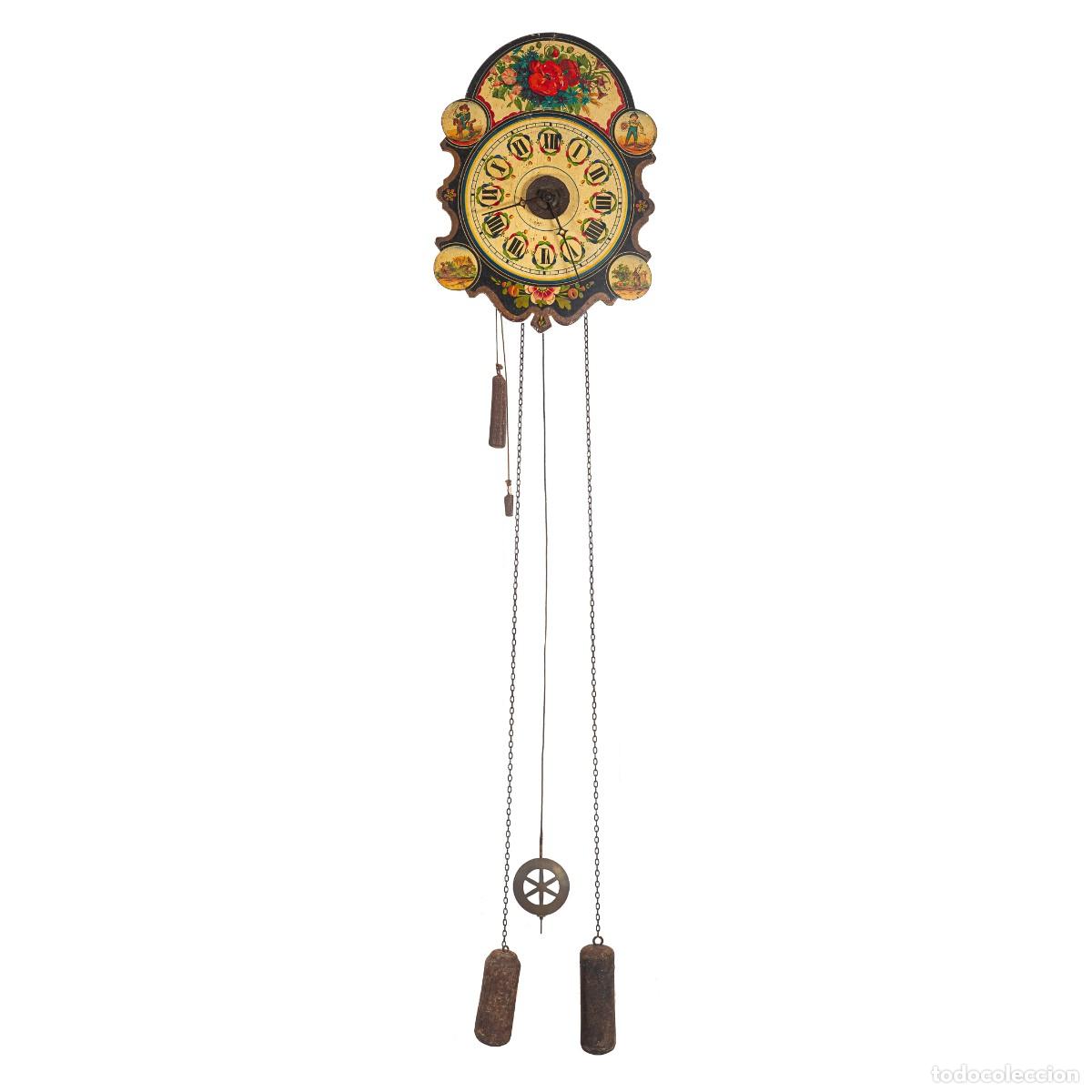 Orologi da parete: Reloj tipo ratera de la Selva Negra. Alemania, siglo XIX.