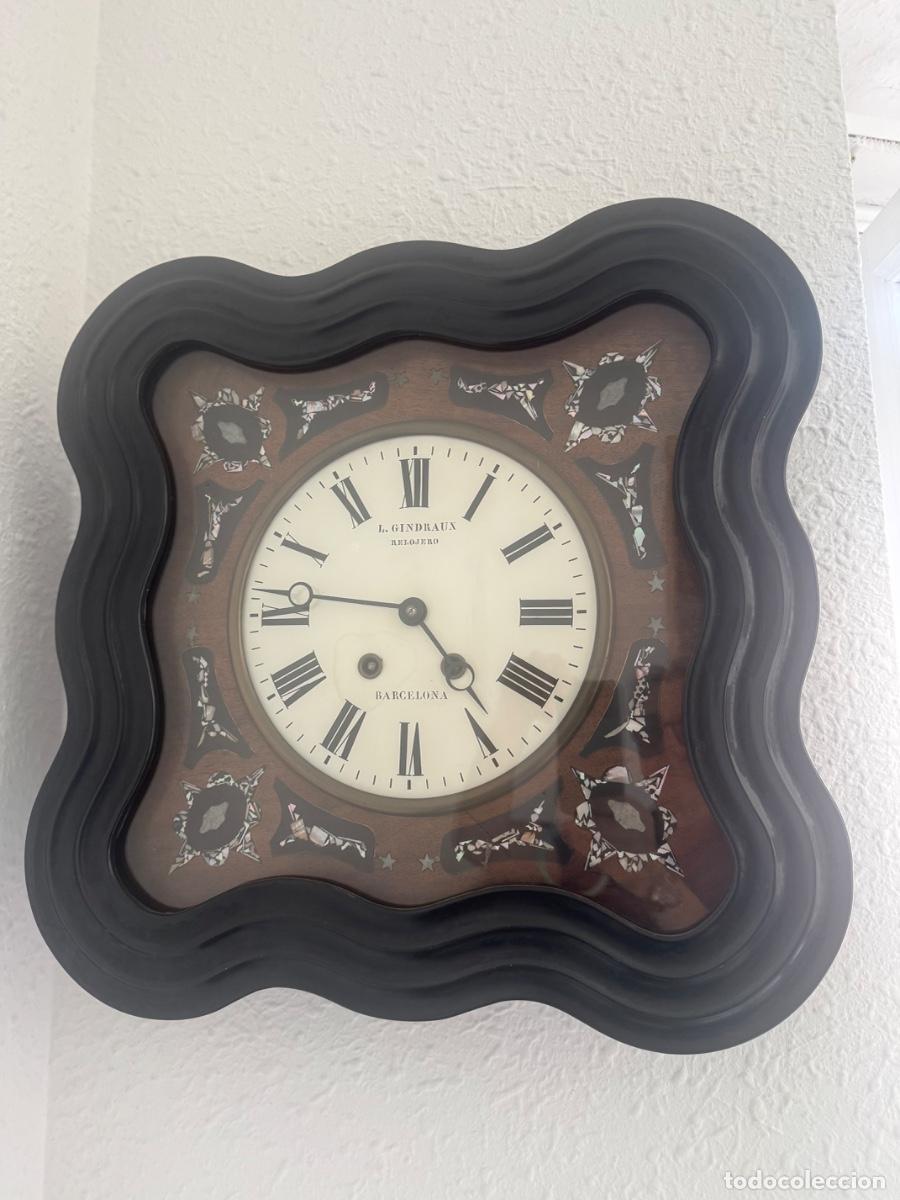 Rel&oacute;gios de parede: RELOJ DE PARED L. GINDRAUX RELOJERO -BARCELONA DE MADERA Y N&Aacute;CAR MED.: 48X48X12,5 CMS. (G)