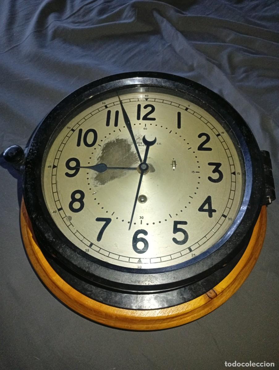 Wanduhren: IMPONENTE RELOJ BITACORA BARCO CHELSEA CLOCK CO BOSTON MARINA EEUU BAQUELITA CUERDA MANUAL 8 DIAS