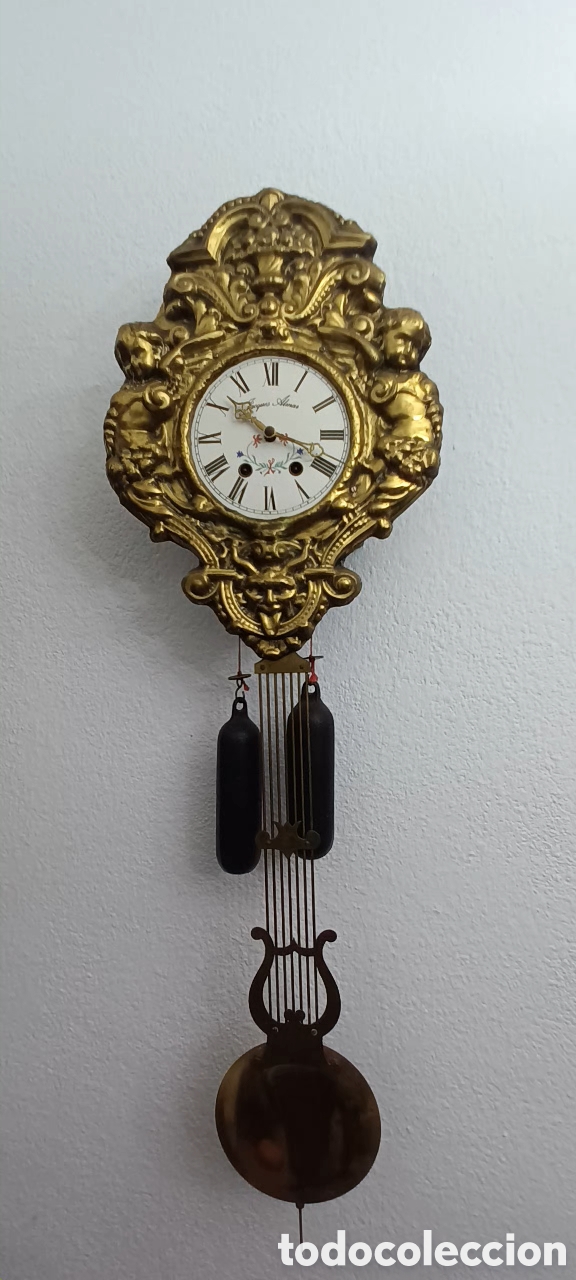 Relojes de pared: Antiguo reloj de pared Morez - Foto 6