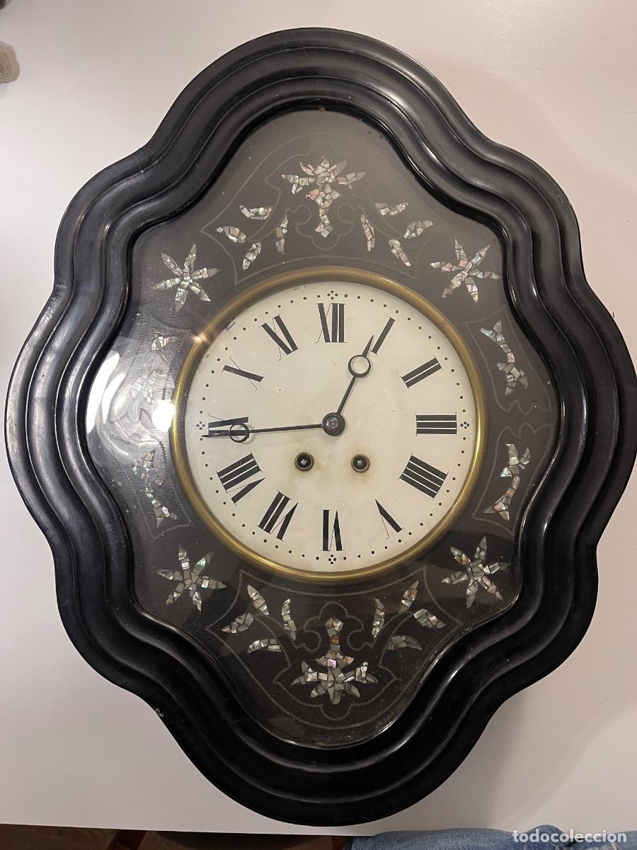Relojes de pared: Reloj pared Ojo de Buey Napoleon III S.XIX nacer madreperla- esfera porcelana- Maquinaria Par&iacute;s