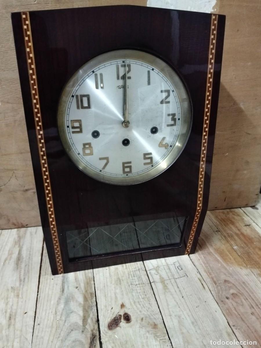 Wanduhren: Reloj de pared a cuerda marca Sars --Alem&aacute;n -- a&ntilde;os 50 -- Mueble madera