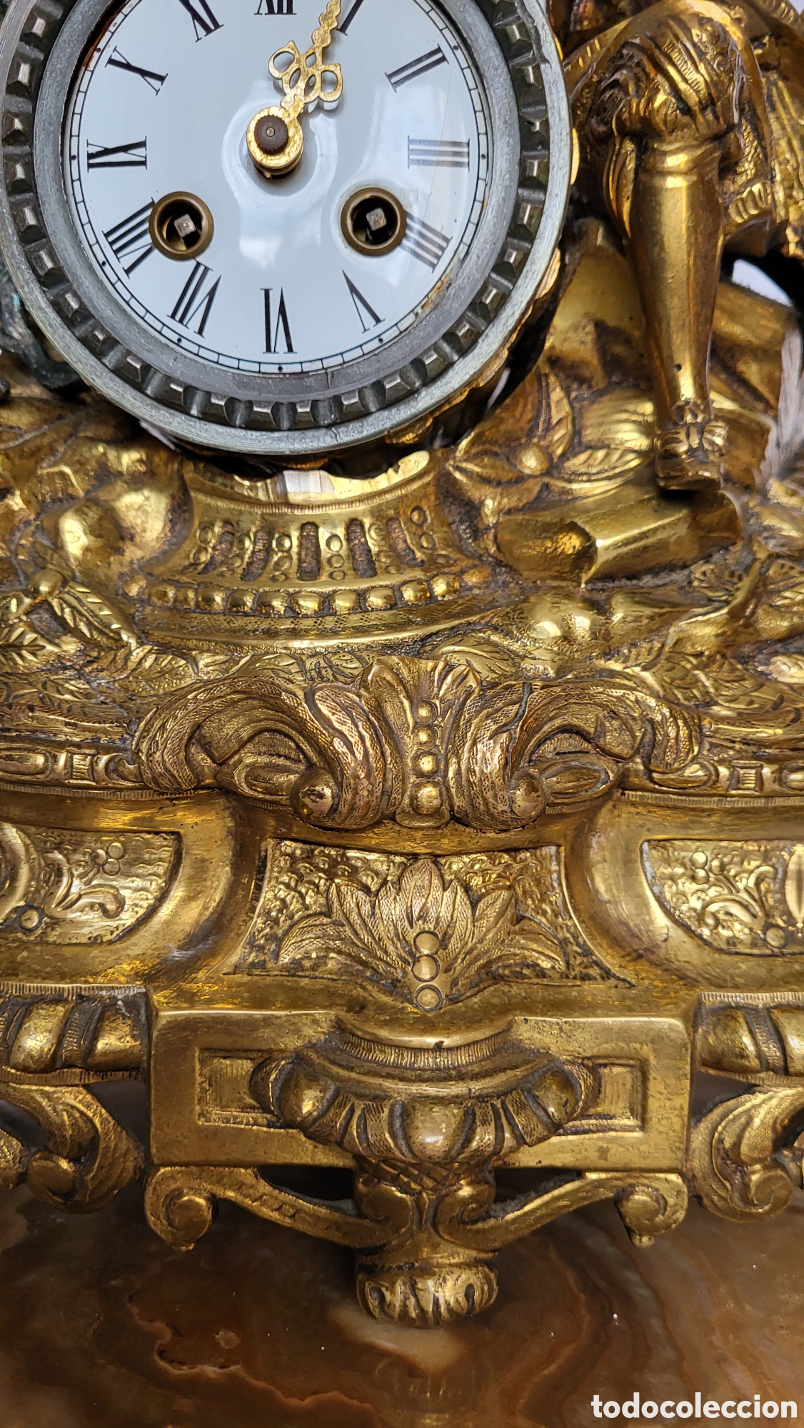 Relojes de pie: Reloj de bronce dorado y m&aacute;rmol - Foto 3