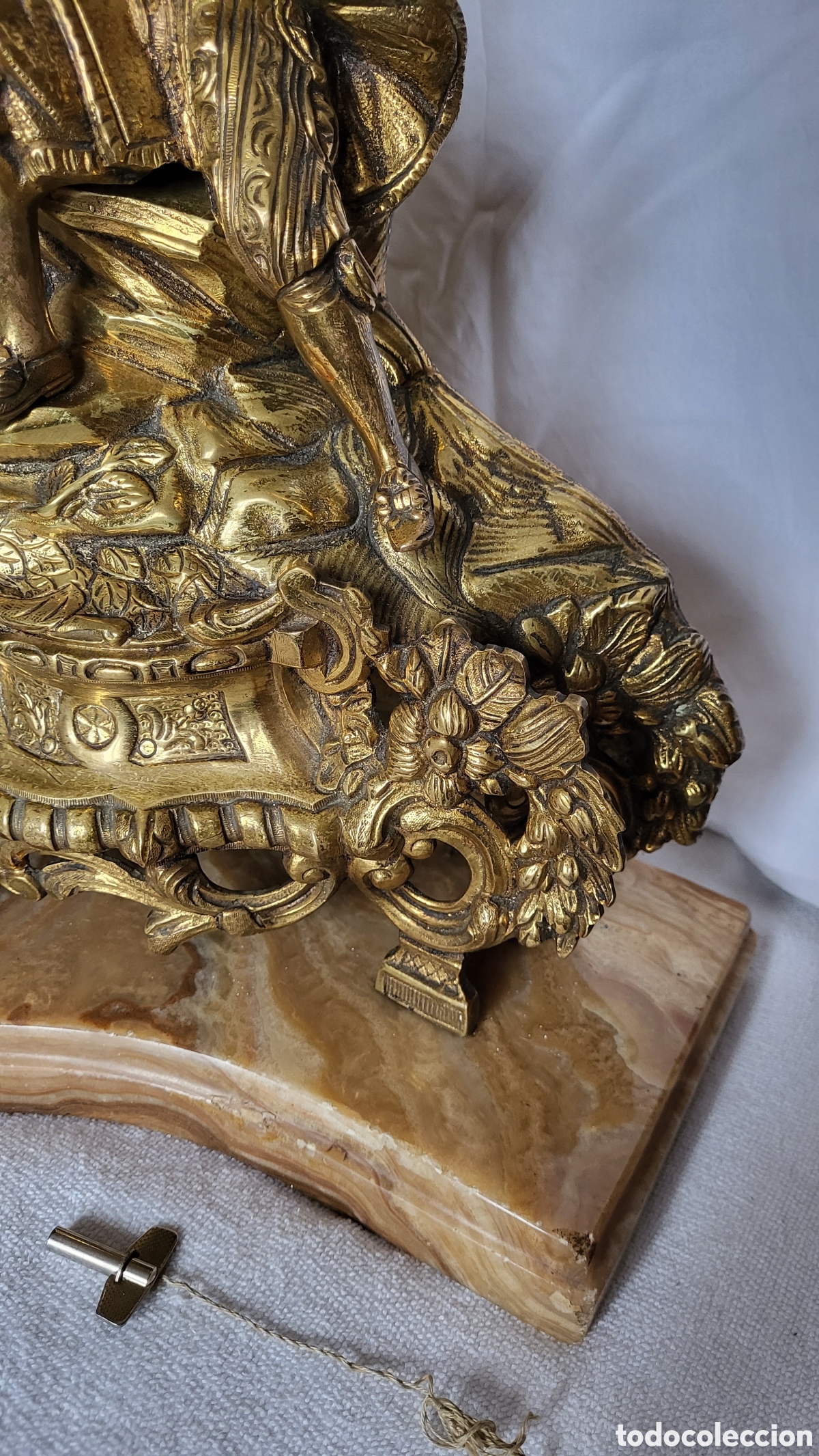 Relojes de pie: Reloj de bronce dorado y m&aacute;rmol - Foto 4