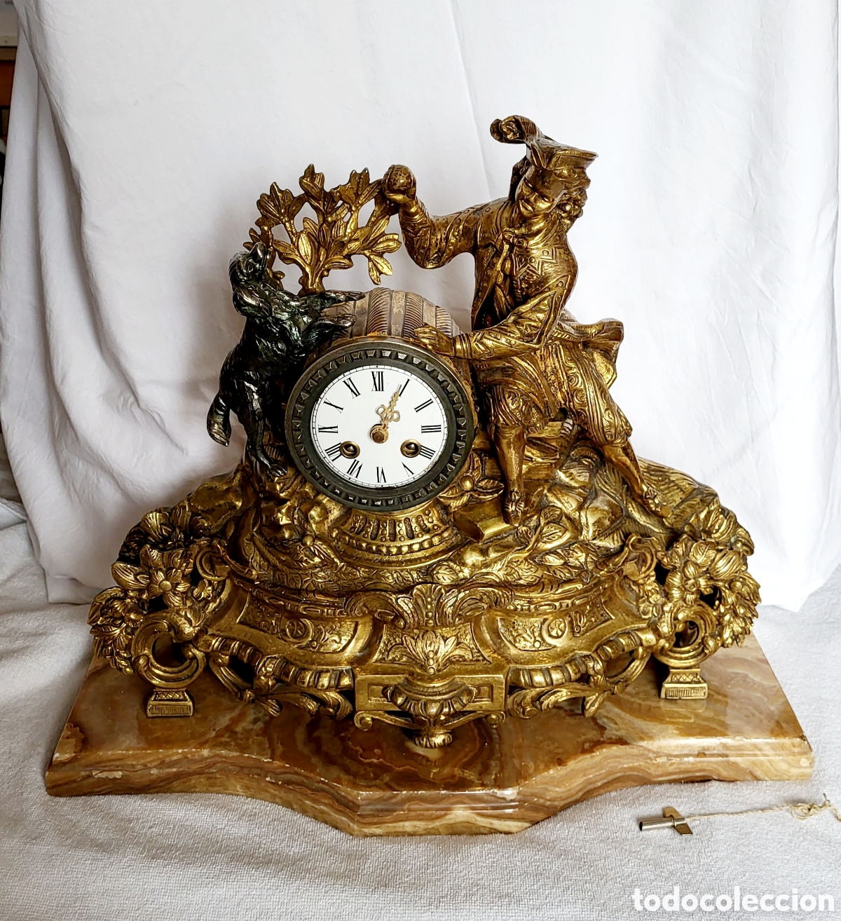 Relojes de pie: Reloj de bronce dorado y m&aacute;rmol - Foto 1