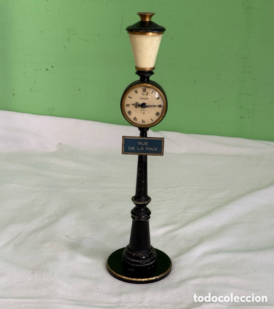 Horloges de parquet: Reloj sobremesa JAEGER Rue de la Paix estilo farola Par&iacute;s alarma original vintage