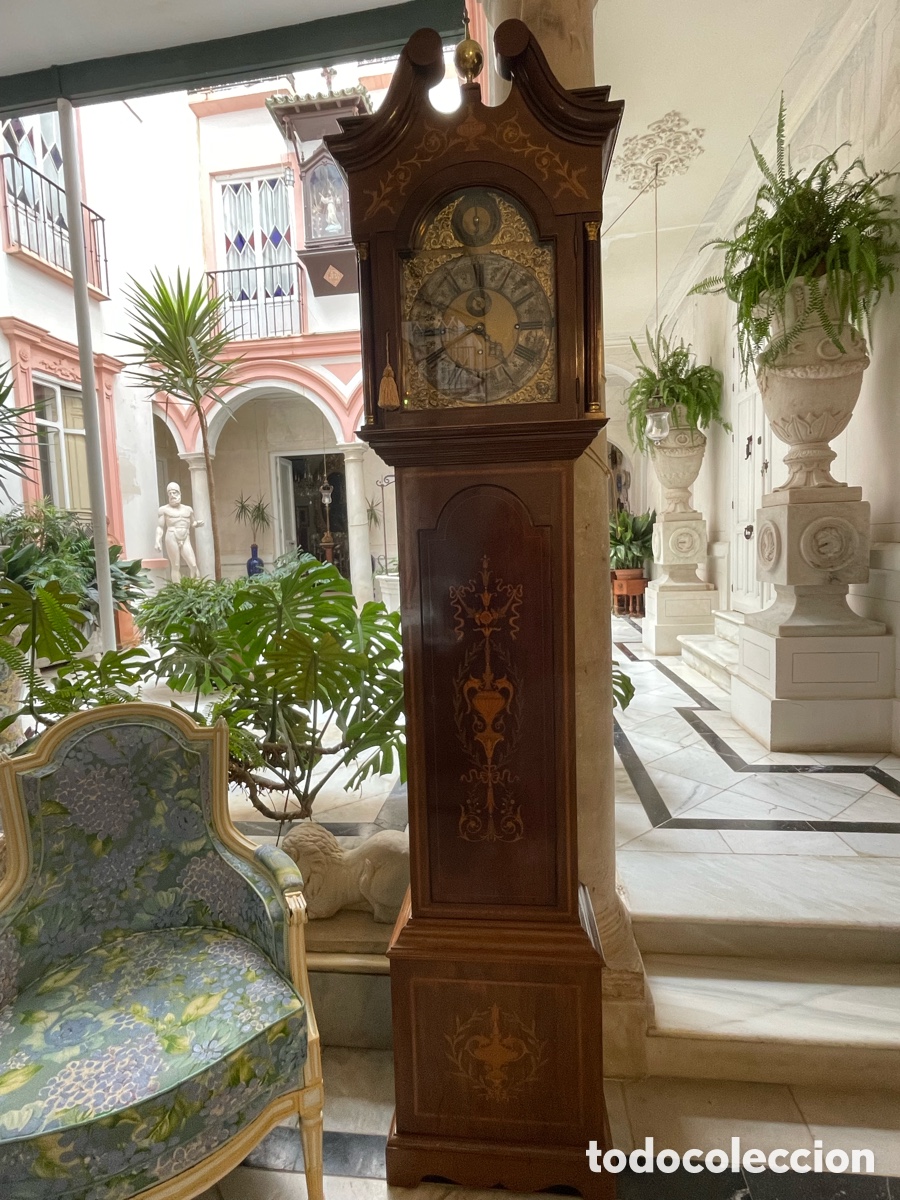 Relojes de pie: Reloj carrill&oacute;n siglo XVIII madera y marqueter&iacute;a