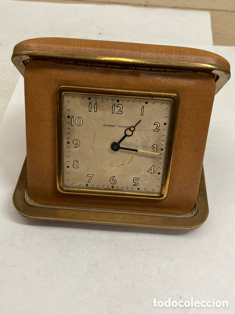 Relojes de pie: reloj despertador de viaje vintage de la marca Phinney-Walker